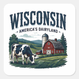 Sticker Carré Héritage rural du Wisconsin