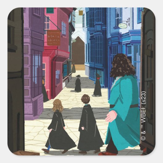 Sticker Carré Hermione, HARRY POTTER™ & Hagrid dans Diagon Alley (Devant)