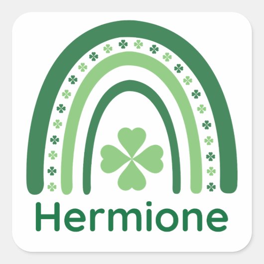 Sticker Carré Hermione Nom Clover Boho Rainbow (Devant)