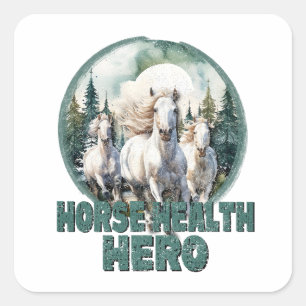 Sticker Carré Héros de la santé du cheval, Hôpital Vet Equine Vi