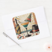 Sticker Carré Heure Cocktail Mi-Siècle - Nouvel An (Enveloppe)