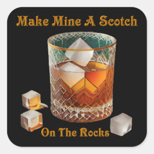 Sticker Carré Heure de cocktail, faites-moi un scotch sur glace