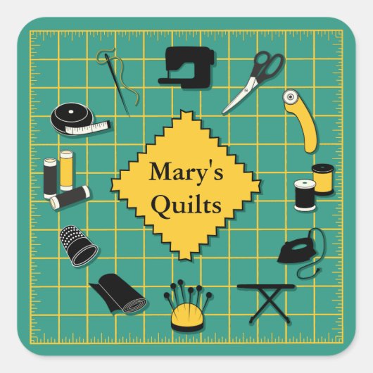 Sticker Carré Heure de la surface composée Customiser le Étiquet (Devant)