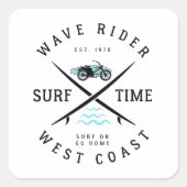 Sticker Carré Heure de Surf du cavalier de vague (Devant)