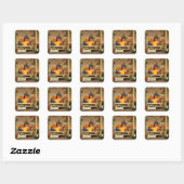 Sticker Carré Heure d'Halloween des ours dinky (Feuille)