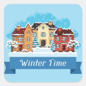 Sticker Carré Heure d'hiver neige (Devant)