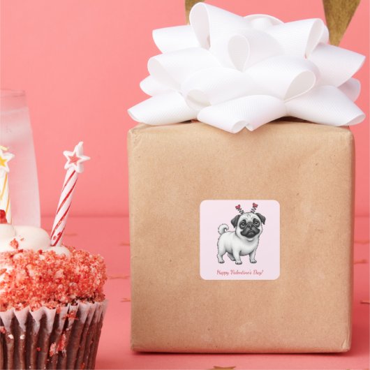 STICKER CARRÉ HEUREUSE SAINTE-VALENTIN ! (Fête)