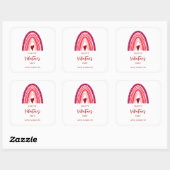 Sticker Carré Heureuse Sainte-Valentin Boho Arc-en-ciel & Coeurs (Feuille)