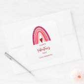 Sticker Carré Heureuse Sainte-Valentin Boho Arc-en-ciel & Coeurs (Enveloppe)