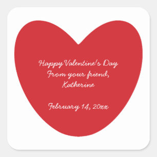 Sticker Carré Heureuse Sainte-Valentin coeur enfants classe pers