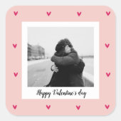 Sticker Carré Heureuse Sainte-Valentin | Coeur rose et rouge | C (Devant)