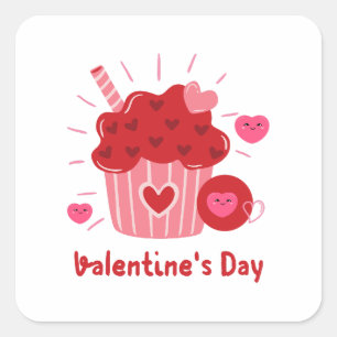 Sticker Carré Heureuse Sainte-Valentin - Coeurs rouges Images mi