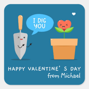 Sticker Carré Heureuse Sainte-Valentin Je T'Ai Creusé Amour Mode