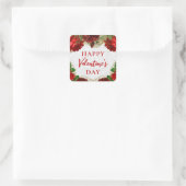 Sticker Carré Heureuse Sainte-Valentin romantique des Roses roug (Sac)