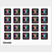 STICKER CARRÉ HEUREUX 18E ANNIVERSAIRE MULTI COULEUR (Feuille)