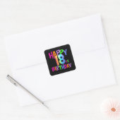 STICKER CARRÉ HEUREUX 18E ANNIVERSAIRE MULTI COULEUR (Enveloppe)