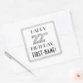 Sticker Carré HEUREUX 22E ANNIVERSAIRE, Style Art Déco, Nom pers (Enveloppe)