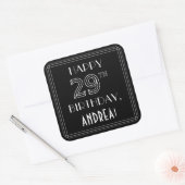 Sticker Carré HEUREUX 29E ANNIVERSAIRE ; Style Art Déco ; Nom pe (Enveloppe)