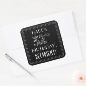 Sticker Carré HEUREUX 32E ANNIVERSAIRE ; Style Art Déco ; Nom pe (Enveloppe)