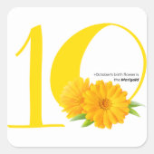 Sticker Carré heureux anniversaire : Octobre fleur de naissance  (Devant)