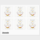 Sticker Carré Heureux Béni Grateful Fall Antler Thanksgiving (Feuille)