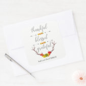 Sticker Carré Heureux Béni Grateful Fall Antler Thanksgiving (Enveloppe)