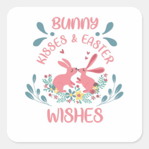 STICKER CARRÉ HEUREUX BUNNY BUNNY KISSES-EASTER