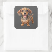 Sticker Carré Heureux chiot teckel (Sac)
