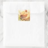 Sticker Carré Heureux comme un Capybara (Sac)