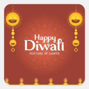 Sticker Carré Heureux Diwali