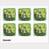 STICKER CARRÉ "HEUREUX ST. JOUR DE PATRICK" LEPRECHAUN (Feuille)