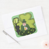 STICKER CARRÉ "HEUREUX ST. JOUR DE PATRICK" LEPRECHAUN (Enveloppe)