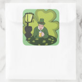 STICKER CARRÉ "HEUREUX ST. JOUR DE PATRICK" LEPRECHAUN (Sac)