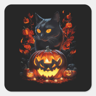 Sticker Carré Hex, le T-shirt chat noir Halloween