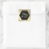 Sticker Carré Hexagon branche or abeille miel pot (Sac)