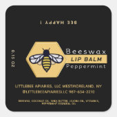 Sticker Carré HEXAGON Cire d'abeille Peppermenthe LIP BALM avec (Devant)