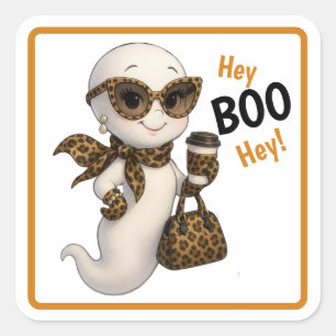 Sticker Carré Hey BOO Hey - Glam Empreinte de léopard Bougie Gho