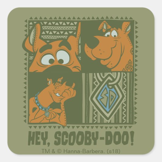 Sticker Carré Hey Scooby-Doo Carré tribal Graphic (Devant)