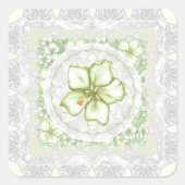 Sticker Carré Hibiscus & dentelle BLANC (Devant)