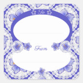 Sticker Carré Hibiscus & dentelle BLEU (Devant)