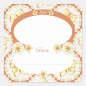 Sticker Carré Hibiscus & dentelle JAUNE (Devant)