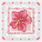 Sticker Carré Hibiscus & dentelle RED (Devant)