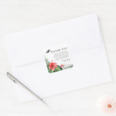 Sticker Carré Hibiscus Tropical Custom Text Graduation Merci (Enveloppe)