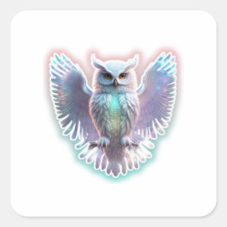 Sticker Carré Hibou arctique