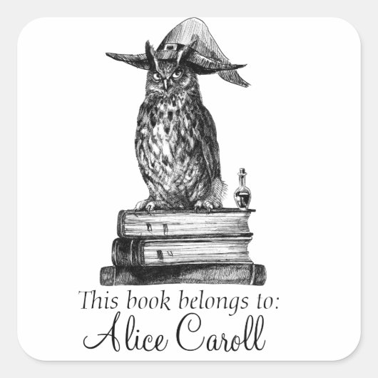 Sticker Carré hibou de la bibliothèque d'embarcations (Devant)