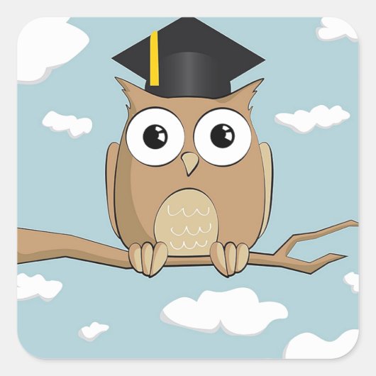 Sticker Carré Hibou diplômé (Devant)