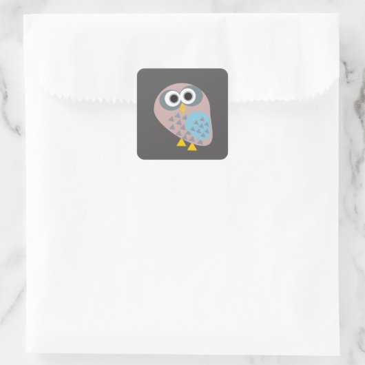 Sticker Carré Hibou mauve gris bleu (Sac)