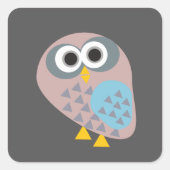 Sticker Carré Hibou mauve gris bleu (Devant)