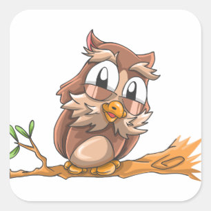 Sticker Carré Hibou qui rit
