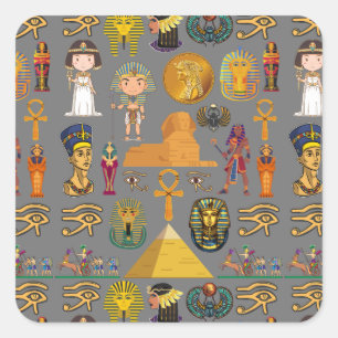 Sticker Carré Hiéroglyphique égyptien ancien -Pharaon Motif